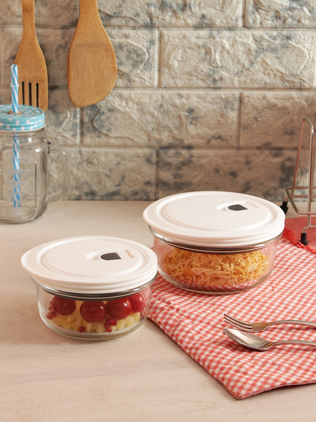 

Femora Set of 2 Transparent Borosilicate Glass Food Containers