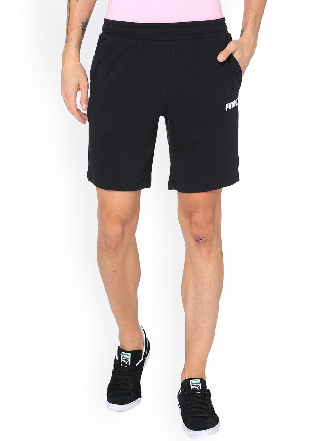 

Puma Men Black Solid Regular Fit ESS Sports Shorts