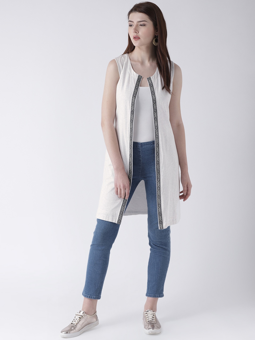 

DODO & MOA White Solid Open Front Shrug