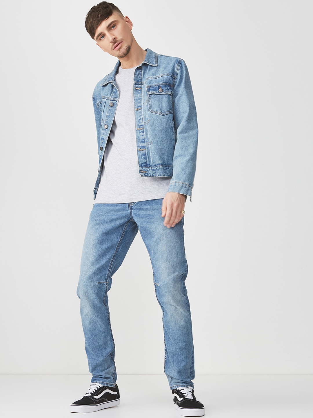 

COTTON ON Men Blue Tapered Fit Low-Rise Clean Look Stretchable Jeans