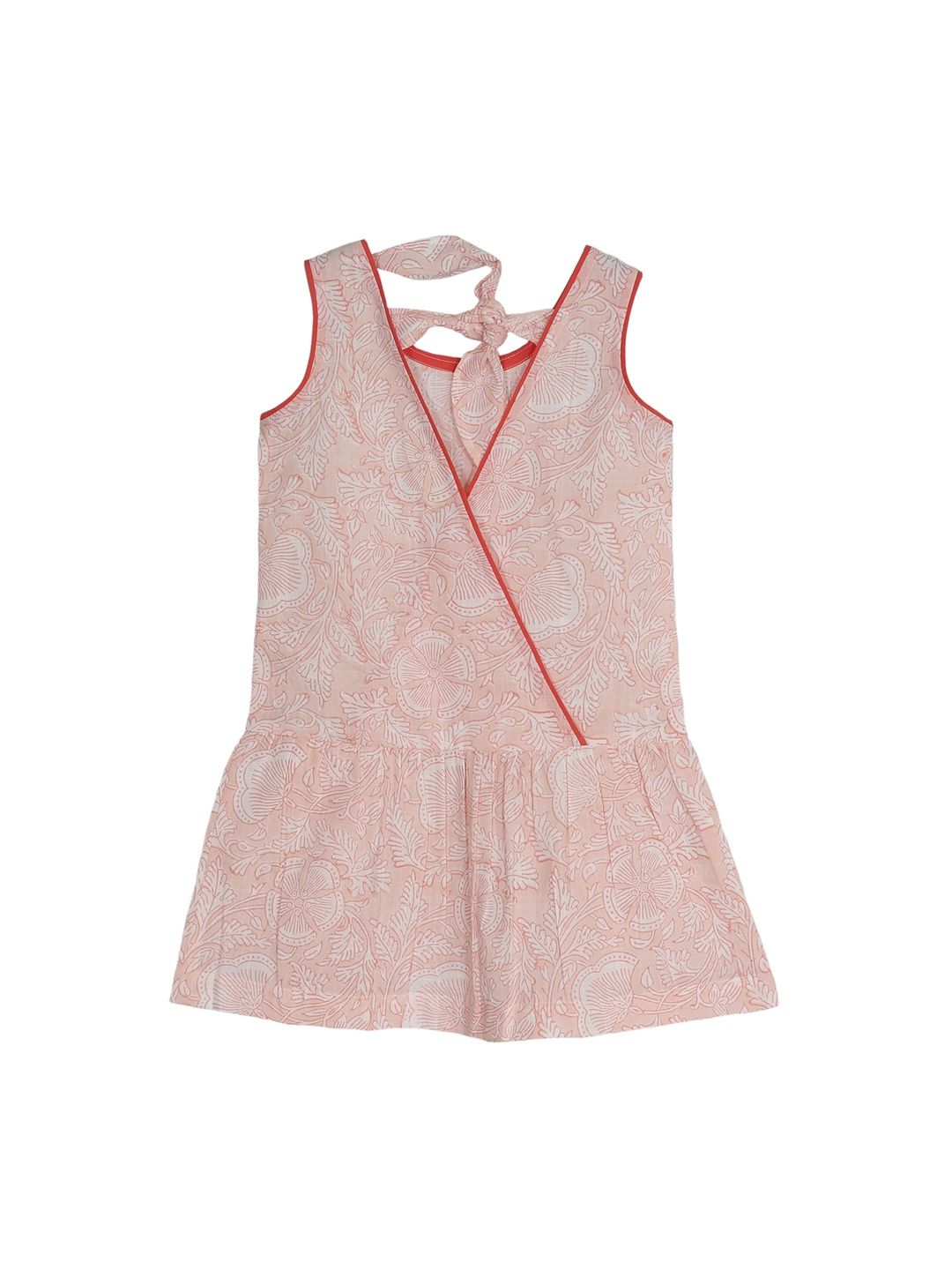 

My Little Lambs Girls Pink Printed Drop-Waist Dress