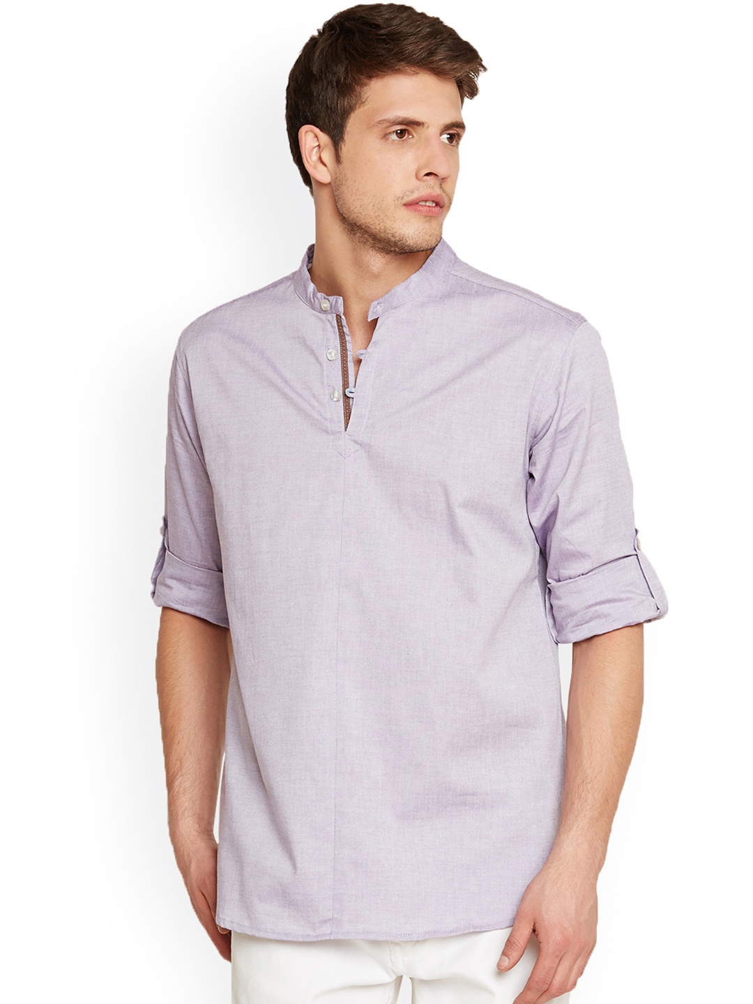 

even Men Purple Solid Straight Kurta