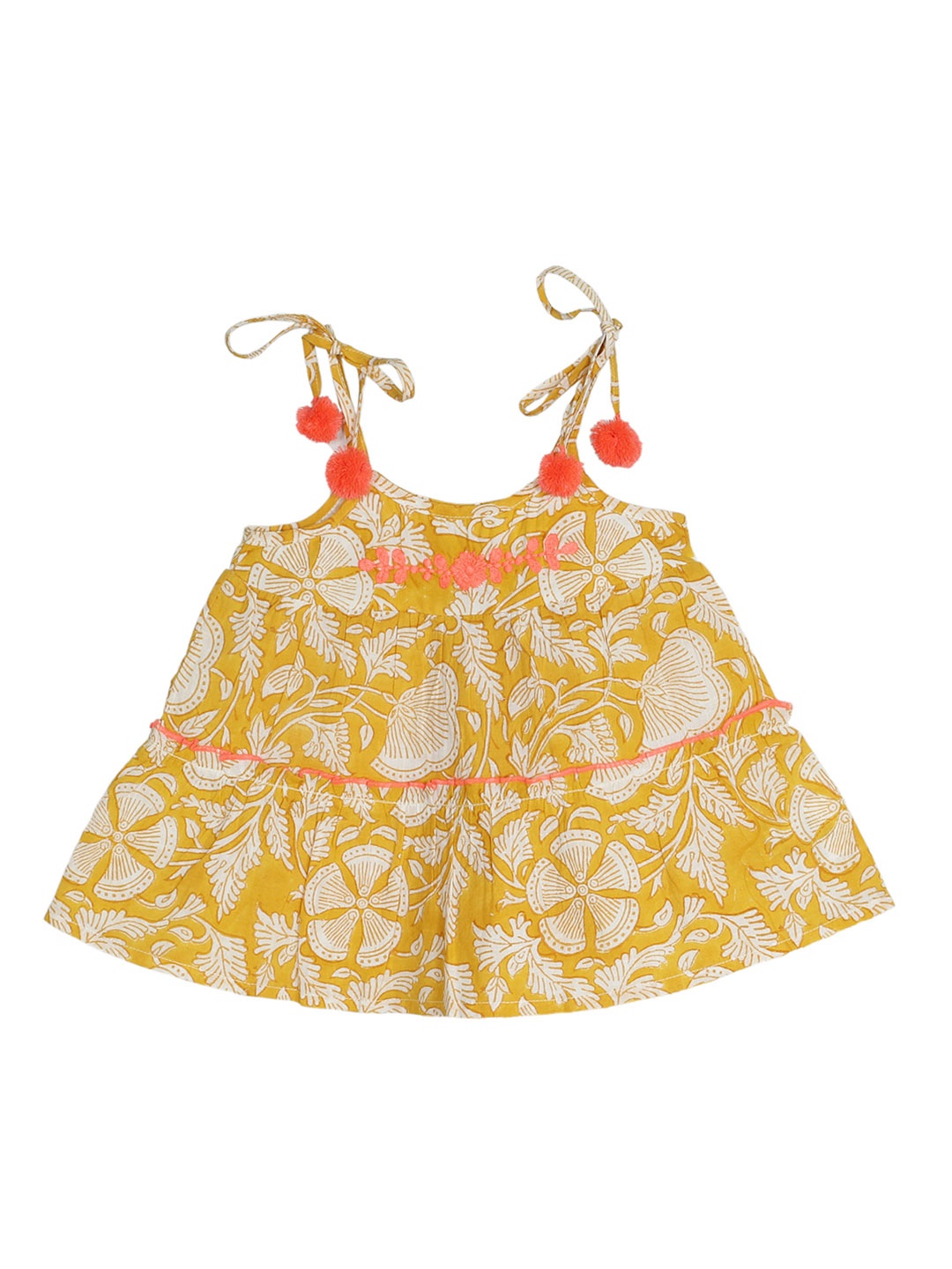 

My Little Lambs Girls Yellow Printed A-Line Top