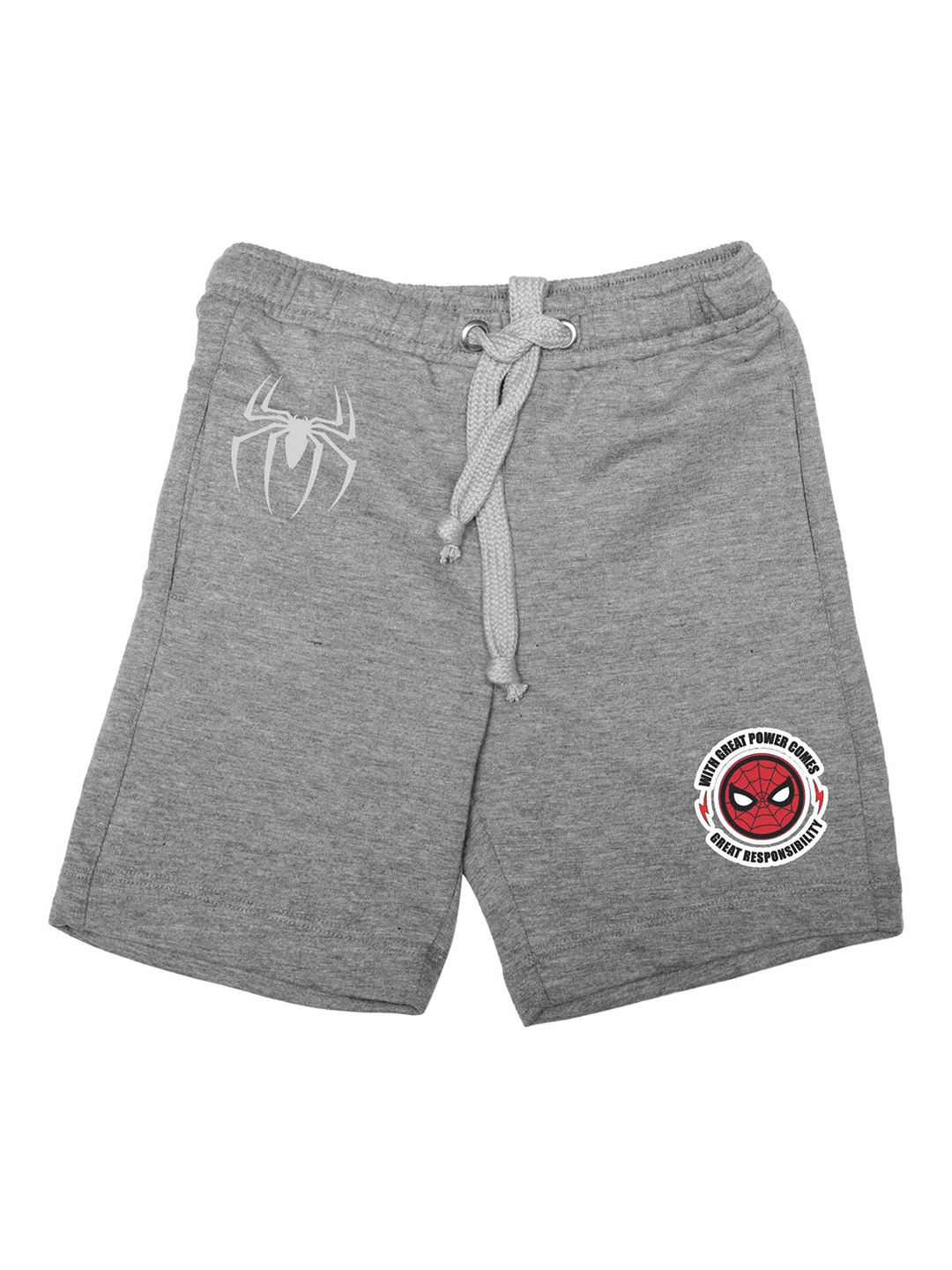 Marvel by Wear Your Mind Boys Grey Solid Regular Fit Sports Shorts