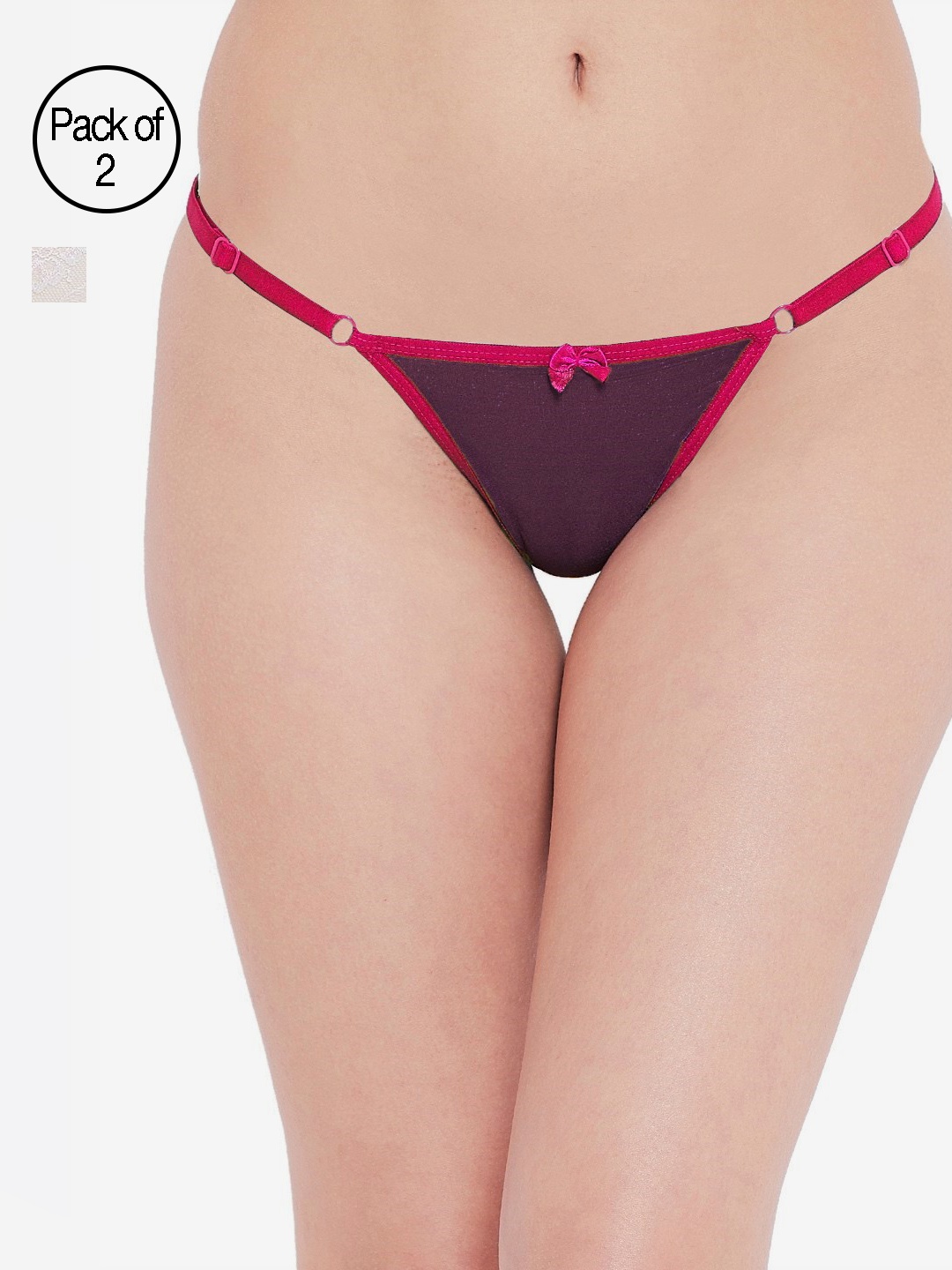 

N-Gal Women Pack of 2 White & Pink Solid Thongs NTDT01-NTDT02