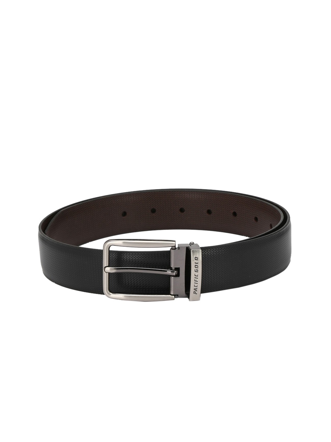 

Pacific Gold Men Black & Brown Textured Reversible Belt