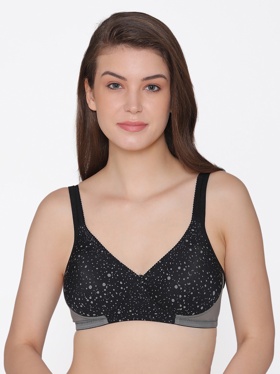 

Clovia Softly Padded Non Wired Printed T-Shirt Bra, Black