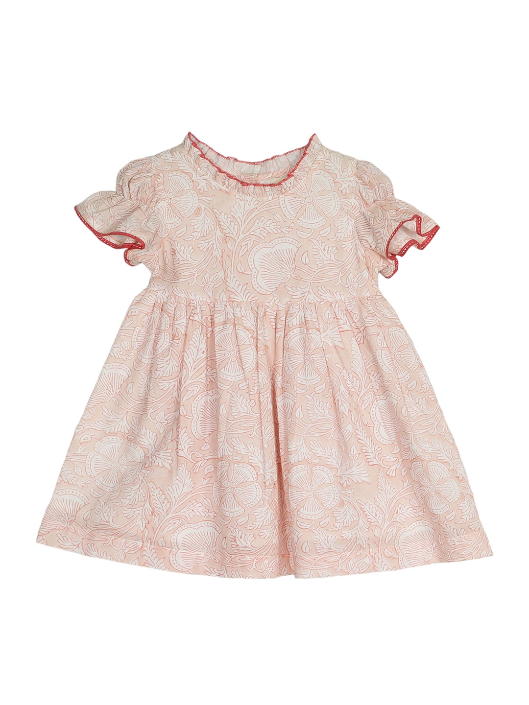 

My Little Lambs Girls Pink Floral Printed Fit and Flare Dress