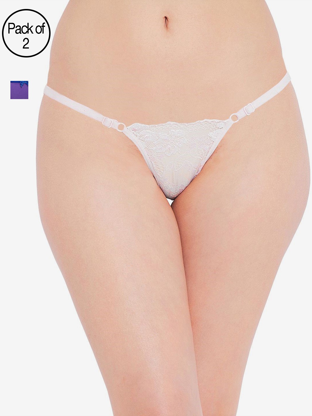 

N-Gal Women Pack of 2 White & Blue Solid Thongs NTDT01-NTDT02