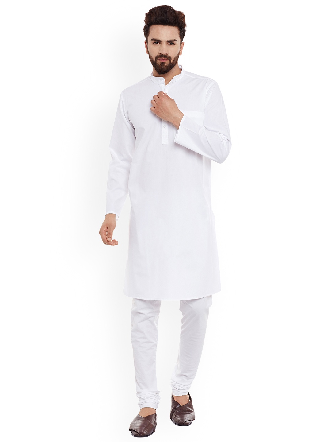 

even Men White Solid Straight Kurta