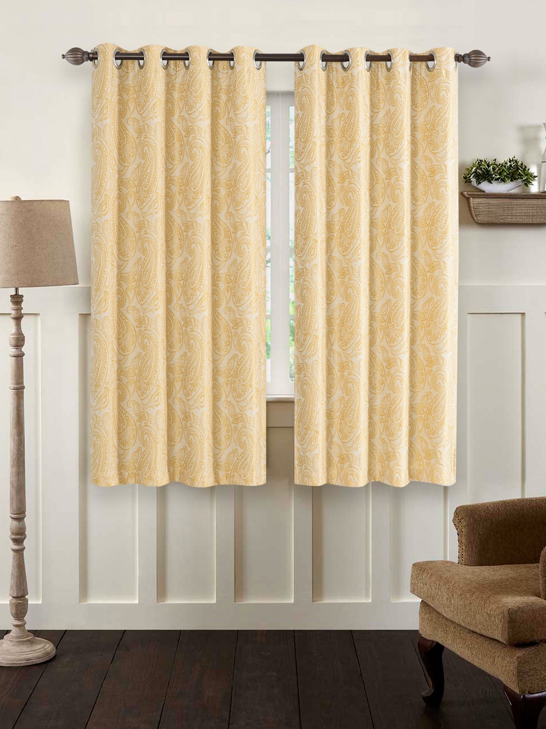 

Deco Window Set Of 2 Golden-Coloured Black Out Window Curtains, Gold