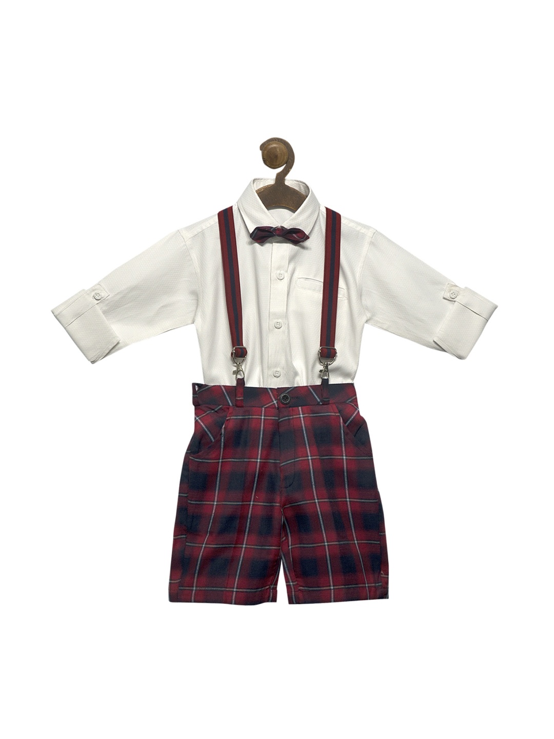 

RIKIDOOS Boys White & Maroon Solid Shirt with Shorts