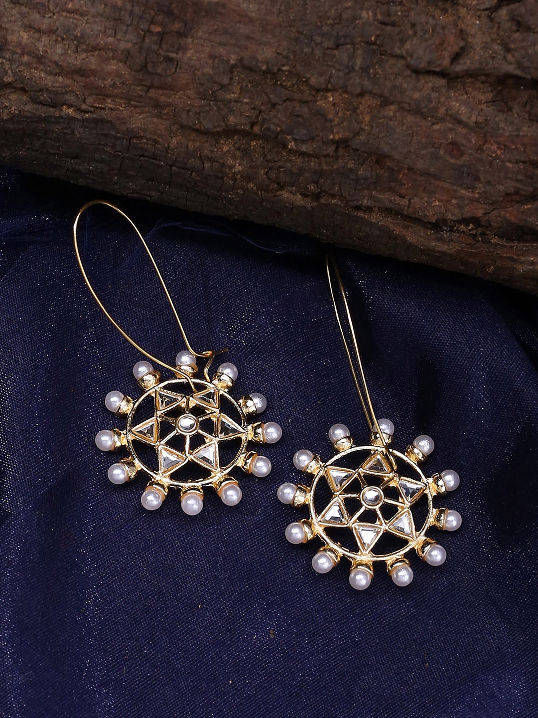 

Shoshaa Gold-Plated & Off-White Circular Drop Earrings