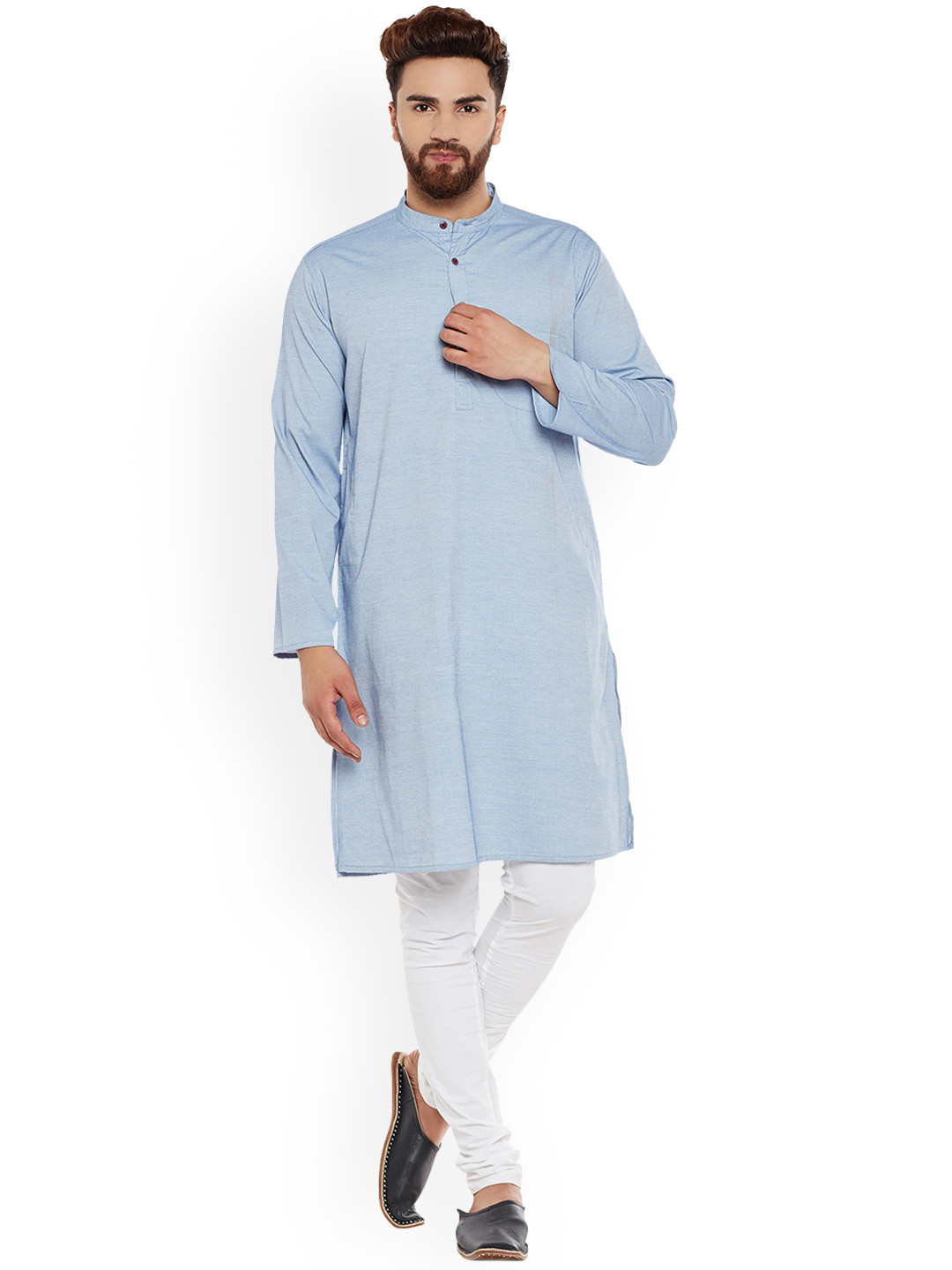 

even Men Blue Solid Straight Kurta