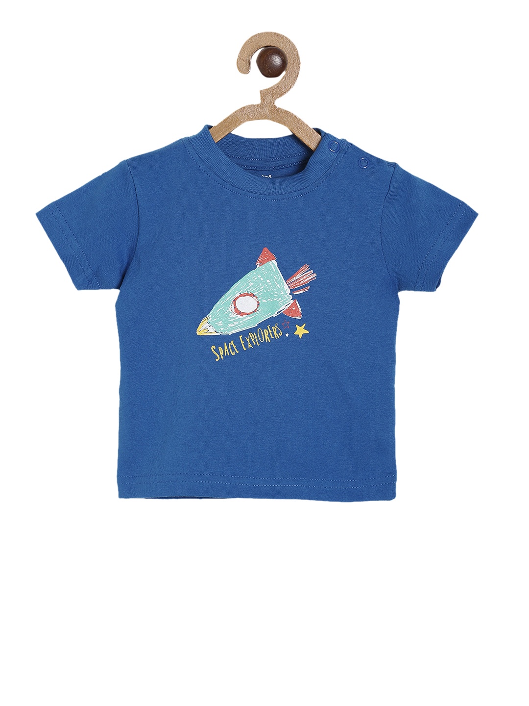

MINI KLUB Boys Blue Printed Round Neck Pure Cotton T-shirt