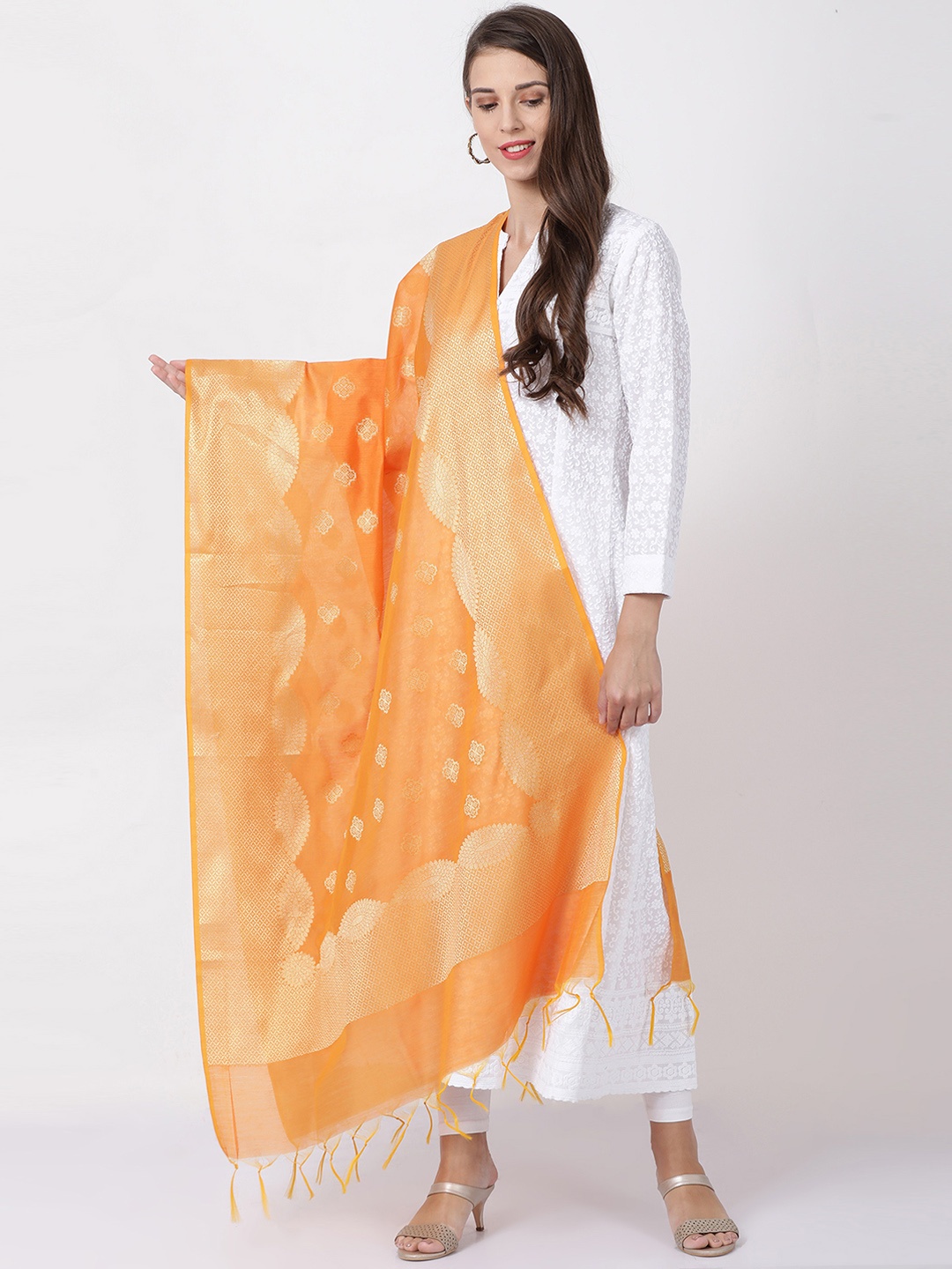 

Soch Orange Printed Dupatta