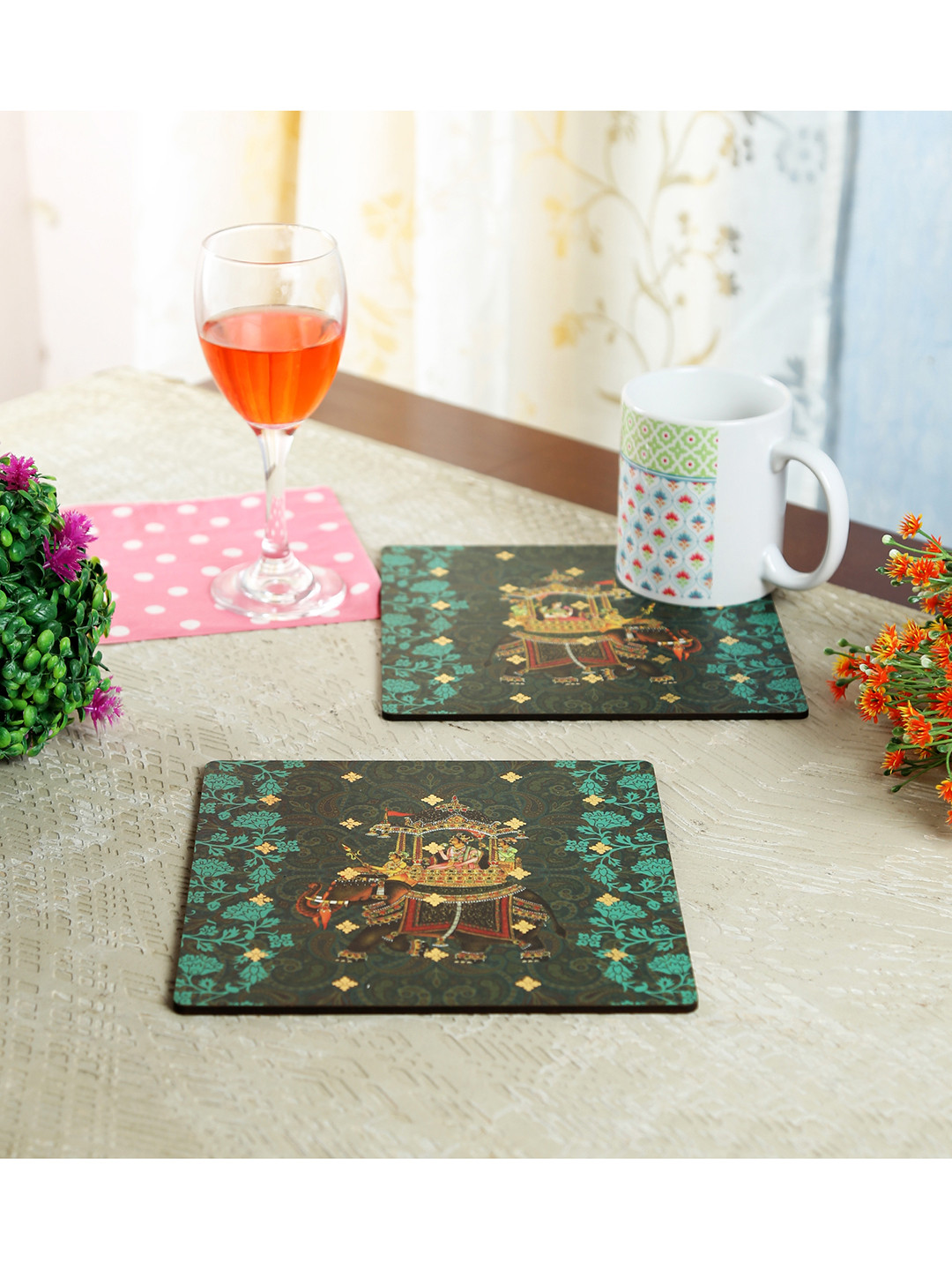 

Reinvention Factory Set of 4 Printed Wood Plates, Green
