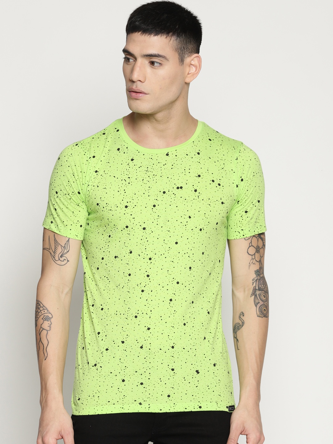 

IMPACKT Men Lime Green Printed Round Neck T-shirt