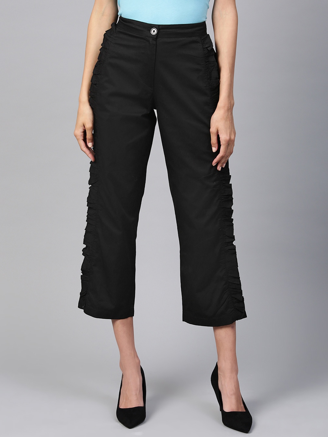 

STREET 9 Women Black Flared Solid Culottes