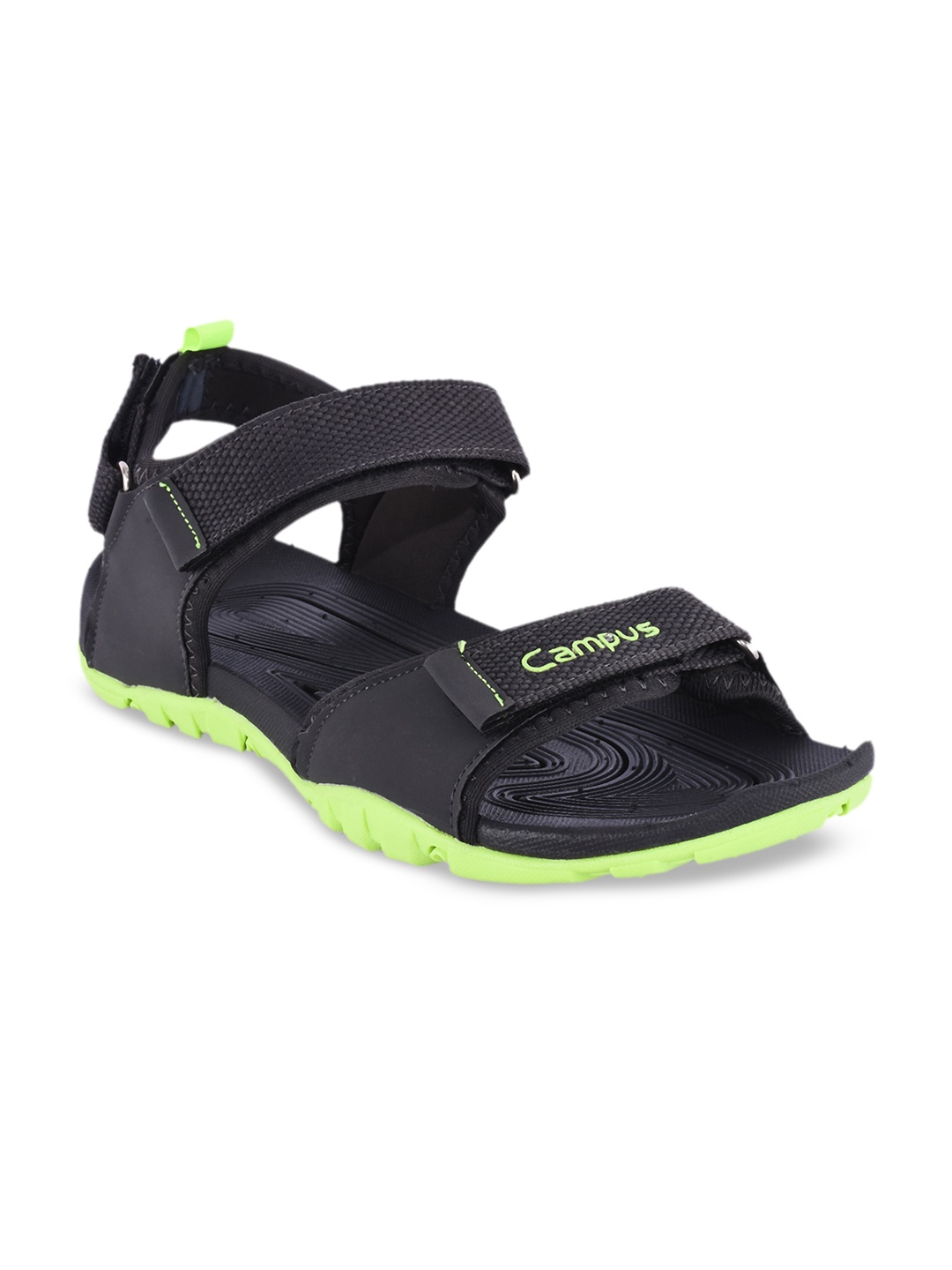 

Campus Men Grey & Fluorescent Green Sports Sandals