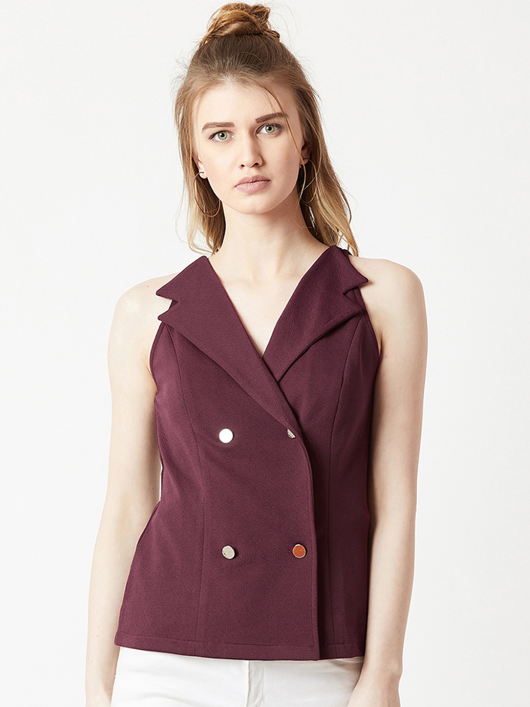 

Miss Chase Women Maroon Solid Wrap Top