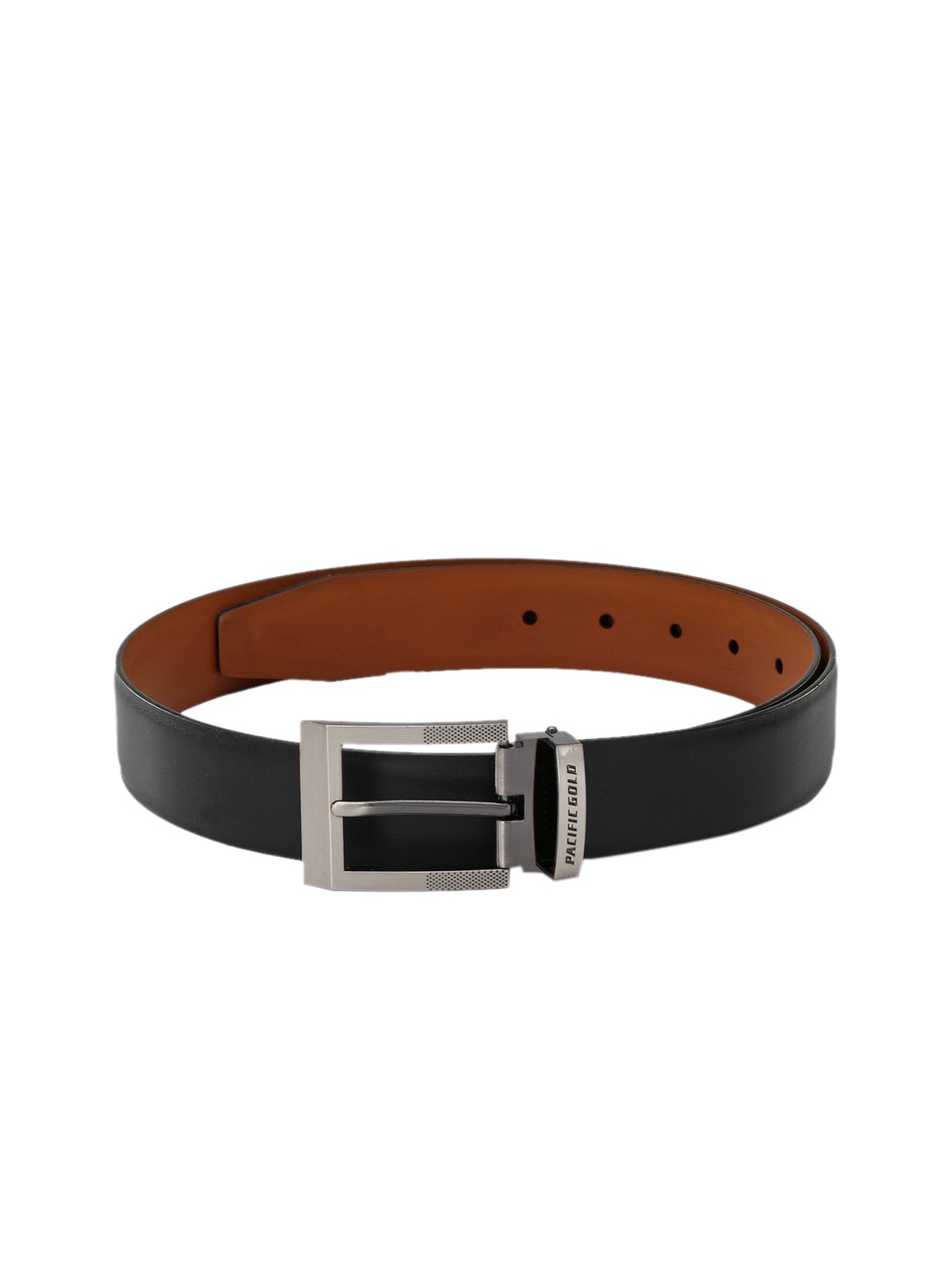 Pacific Gold Men Tan Brown & Black Solid Belt