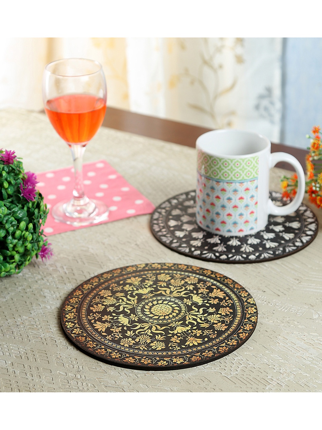 

Reinvention Factory Set of 4 Printed Wood Coasters, Black