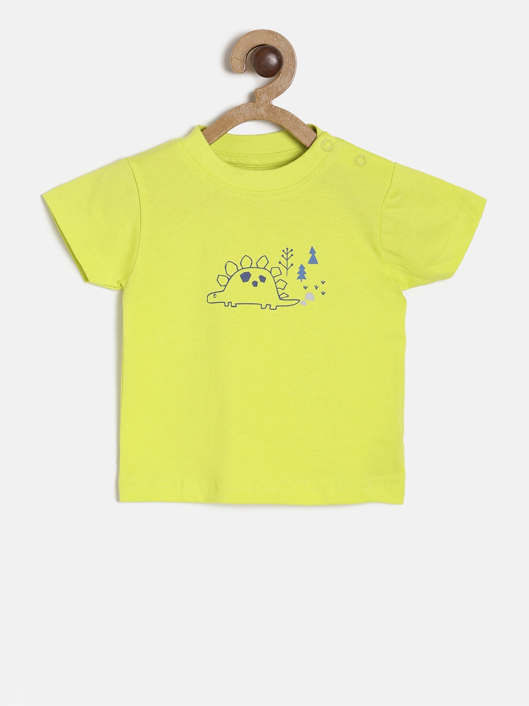 

MINI KLUB Boys Lime Green Printed Round Neck Pure Cotton T-shirt