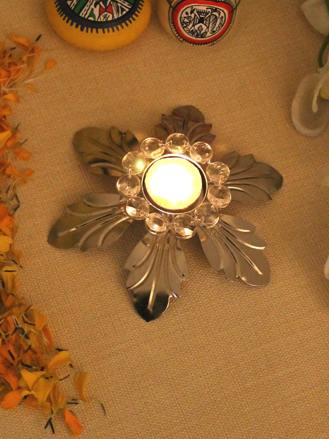 

Home Sparkle Silver-Toned Tealight Candle Holder