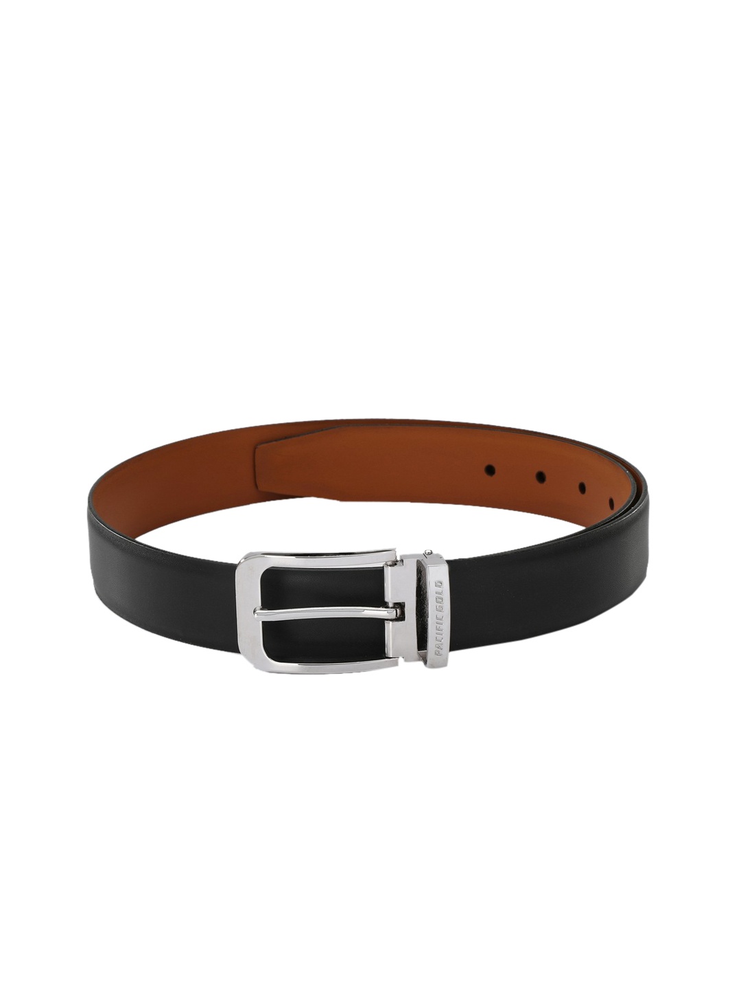 

Pacific Gold Men Black & Tan Solid Reversible Belt