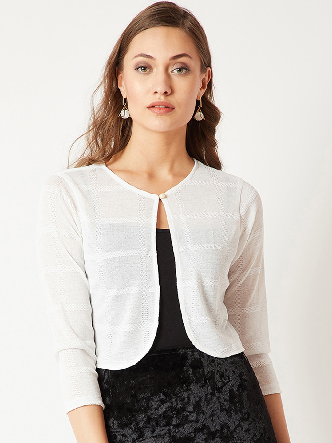 

Miss Chase Off-White Solid Shrug