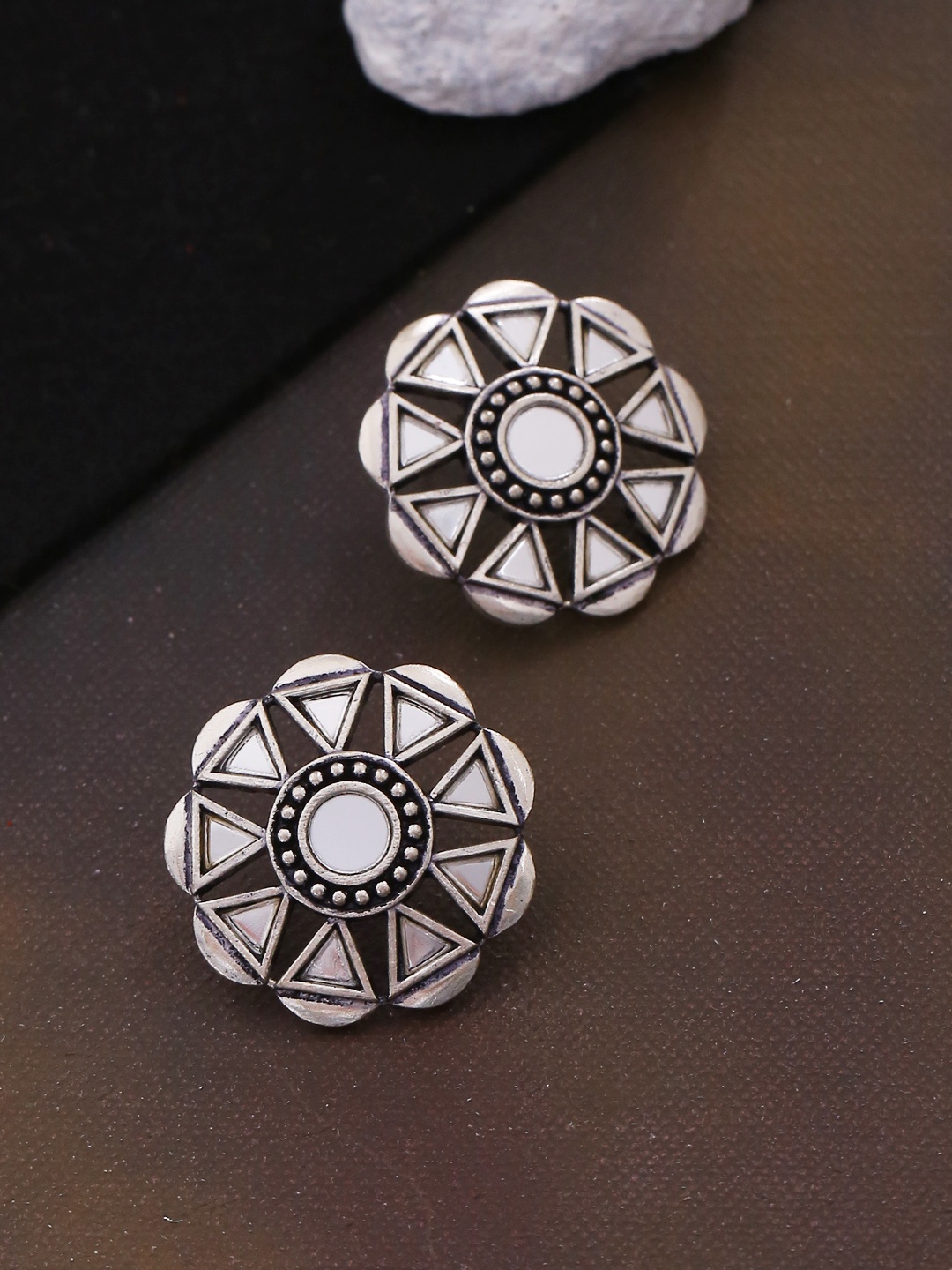 

Voylla Silver-Toned Floral Studs