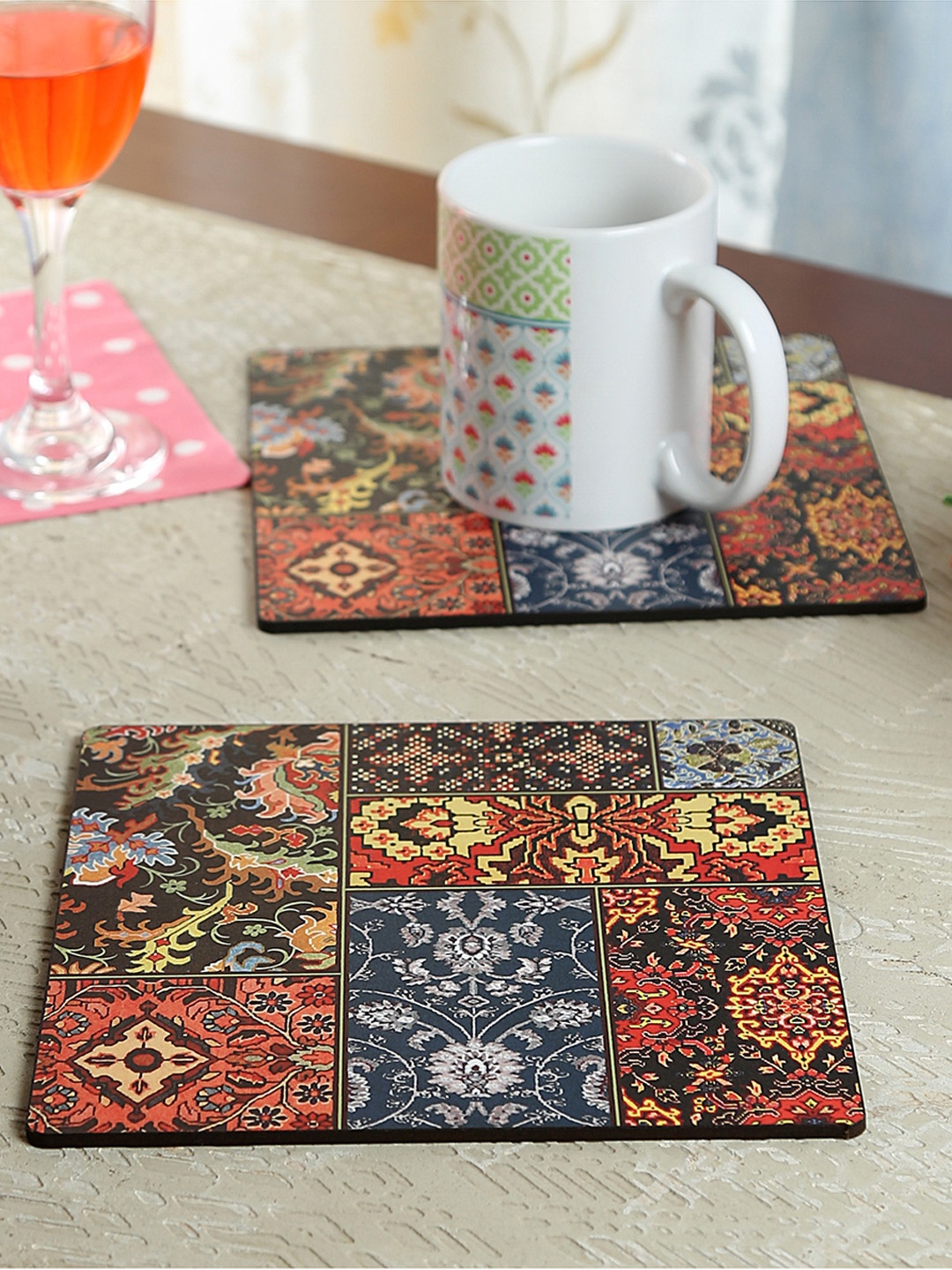 

Reinvention Factory Set of 4 Printed Wood Coasters, Black