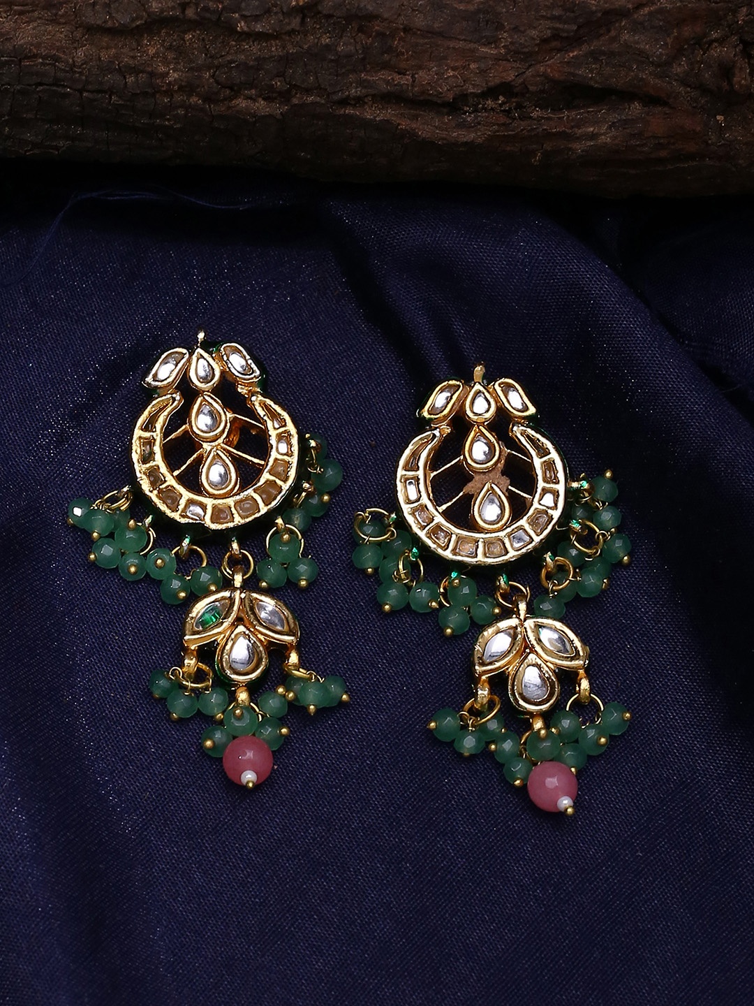 

Shoshaa Green & Gold-Plated Classic Drop Earrings