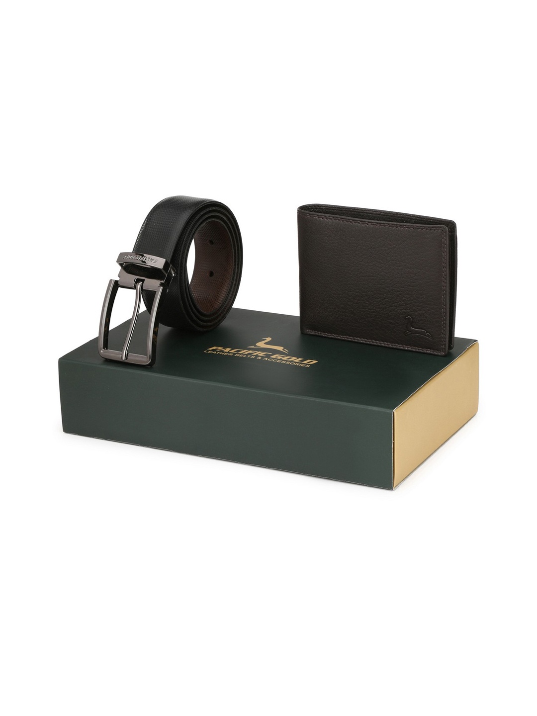 

Pacific Gold Reversible 30" Belt And Wallet Combo Gift Set For Men, Brown