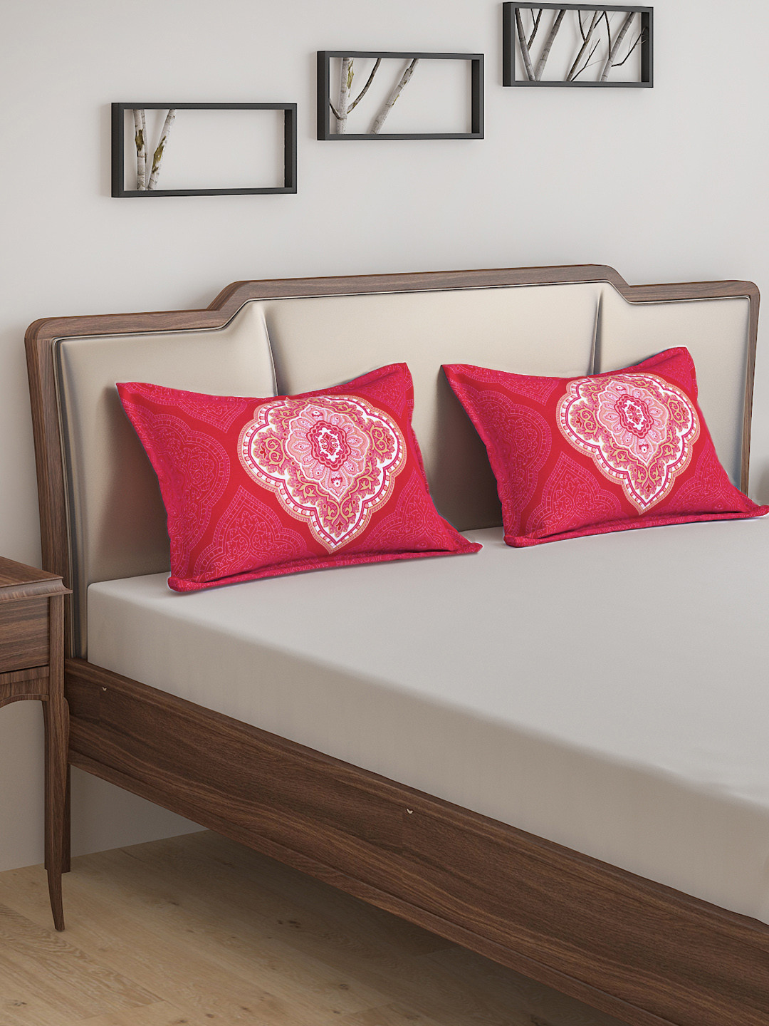 

Dreamscape Set of 2 Pink Printed Reversible Pillow Covers