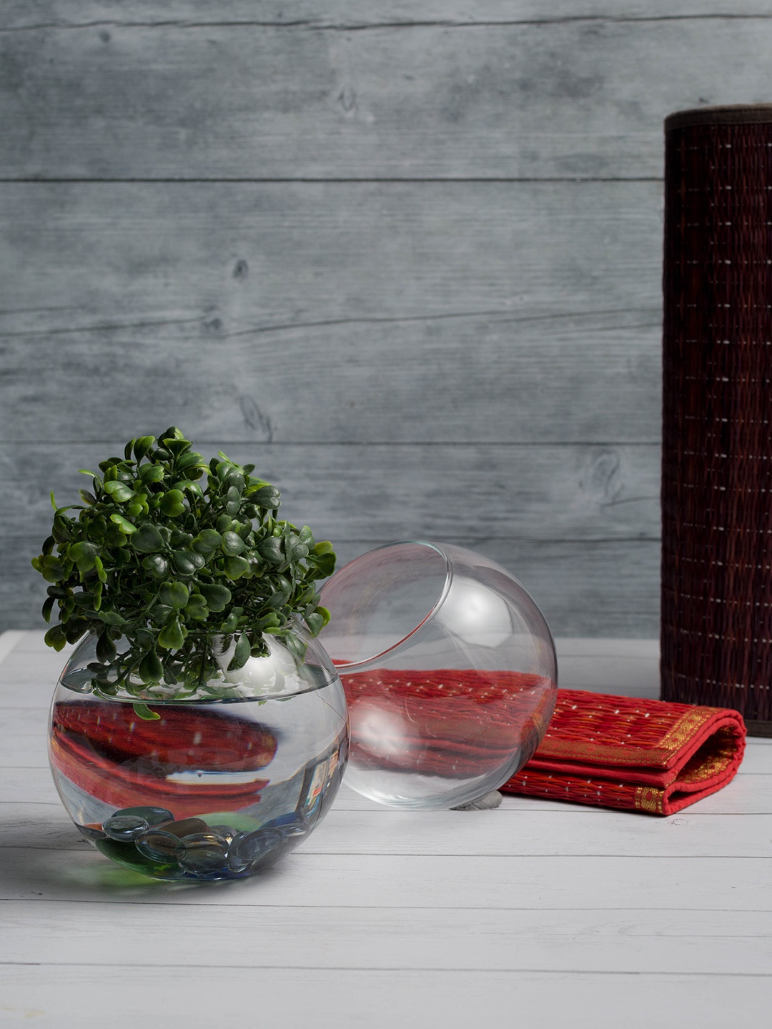 

Pasabahce Set of 2 Transparent Glass Round Flower Vases