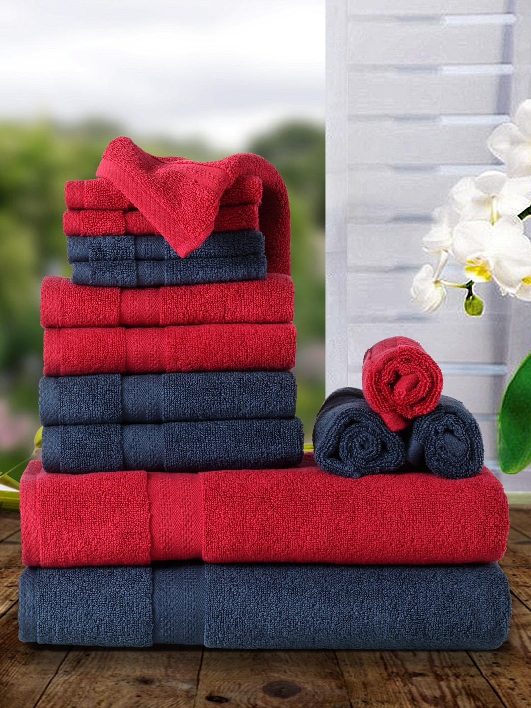 

BIANCA Set of 14 Burgundy & Navy Blue 500GSM Towel Set