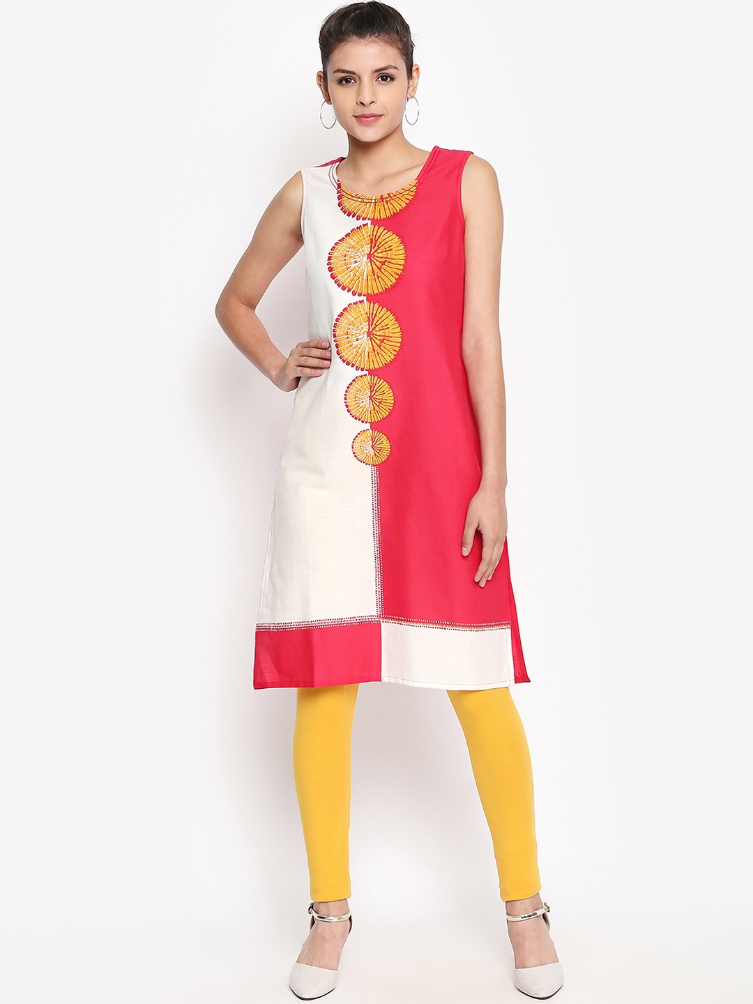 

RANGMANCH BY PANTALOONS Women Pink Printed Straight Kurta