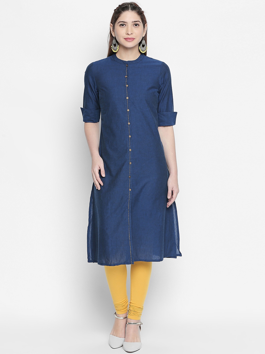 

RANGMANCH BY PANTALOONS Women Blue Solid Straight Kurta