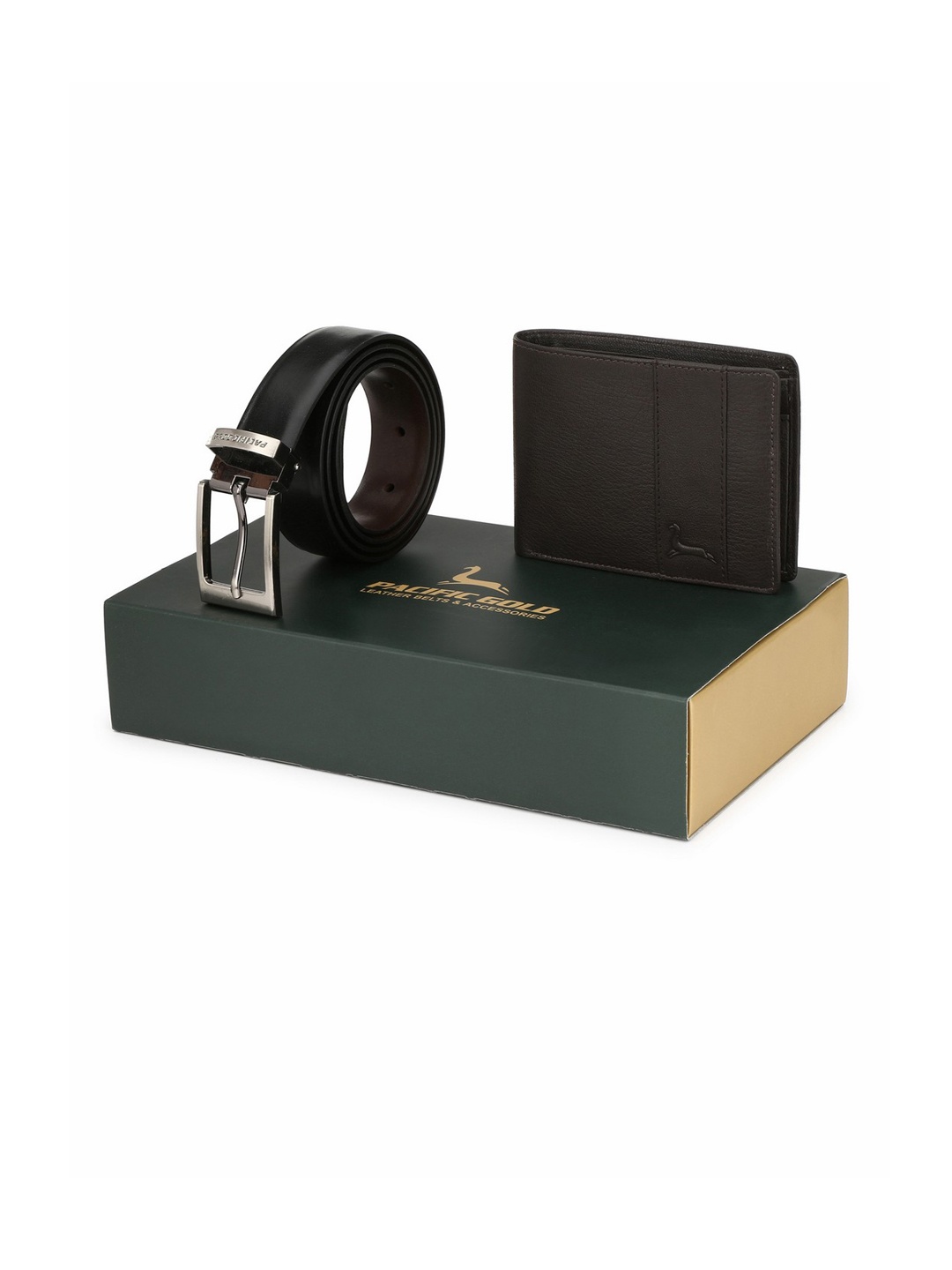 

Pacific Gold Reversible 30" Belt And Wallet Combo Gift Set For Men, Brown