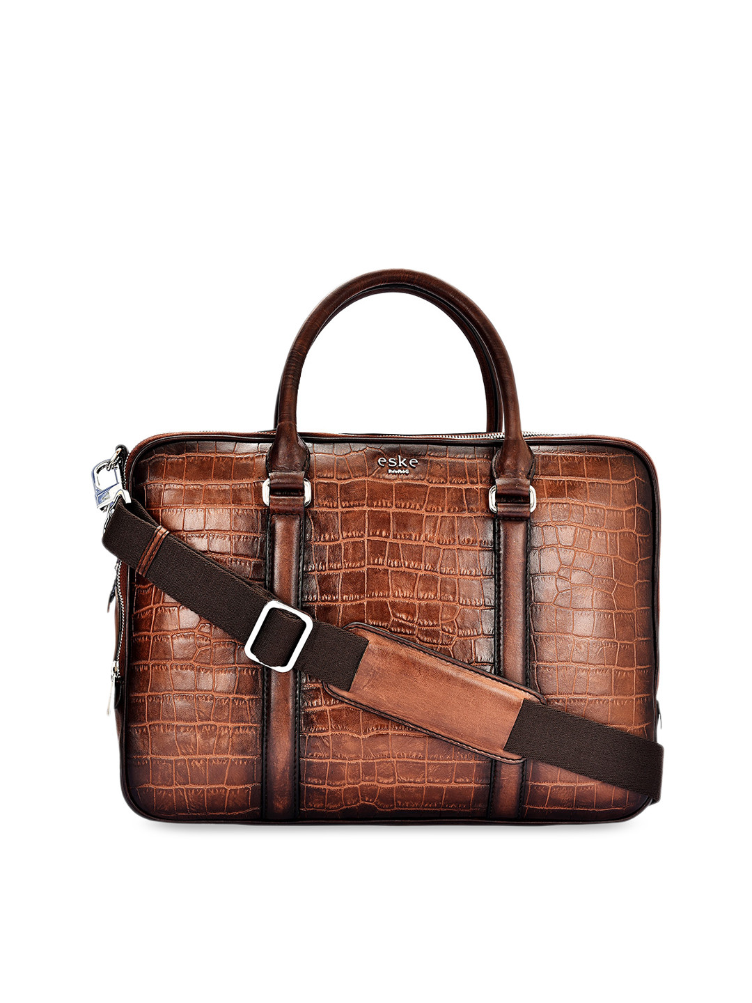 

Eske Men Brown Textured Leather Laptop Bag