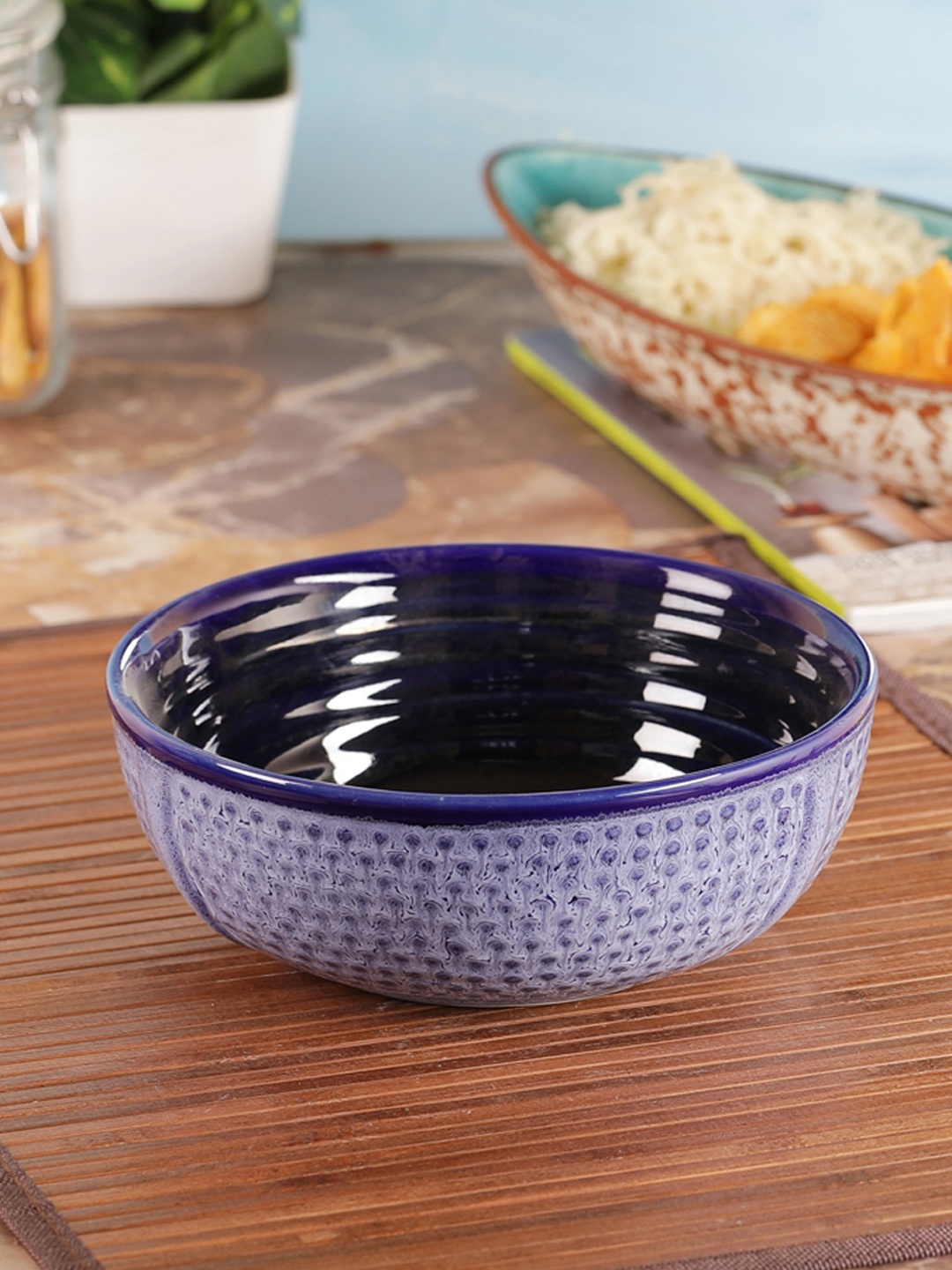 

VarEesha Blue 8 Inch Ceramic Serving Bowl