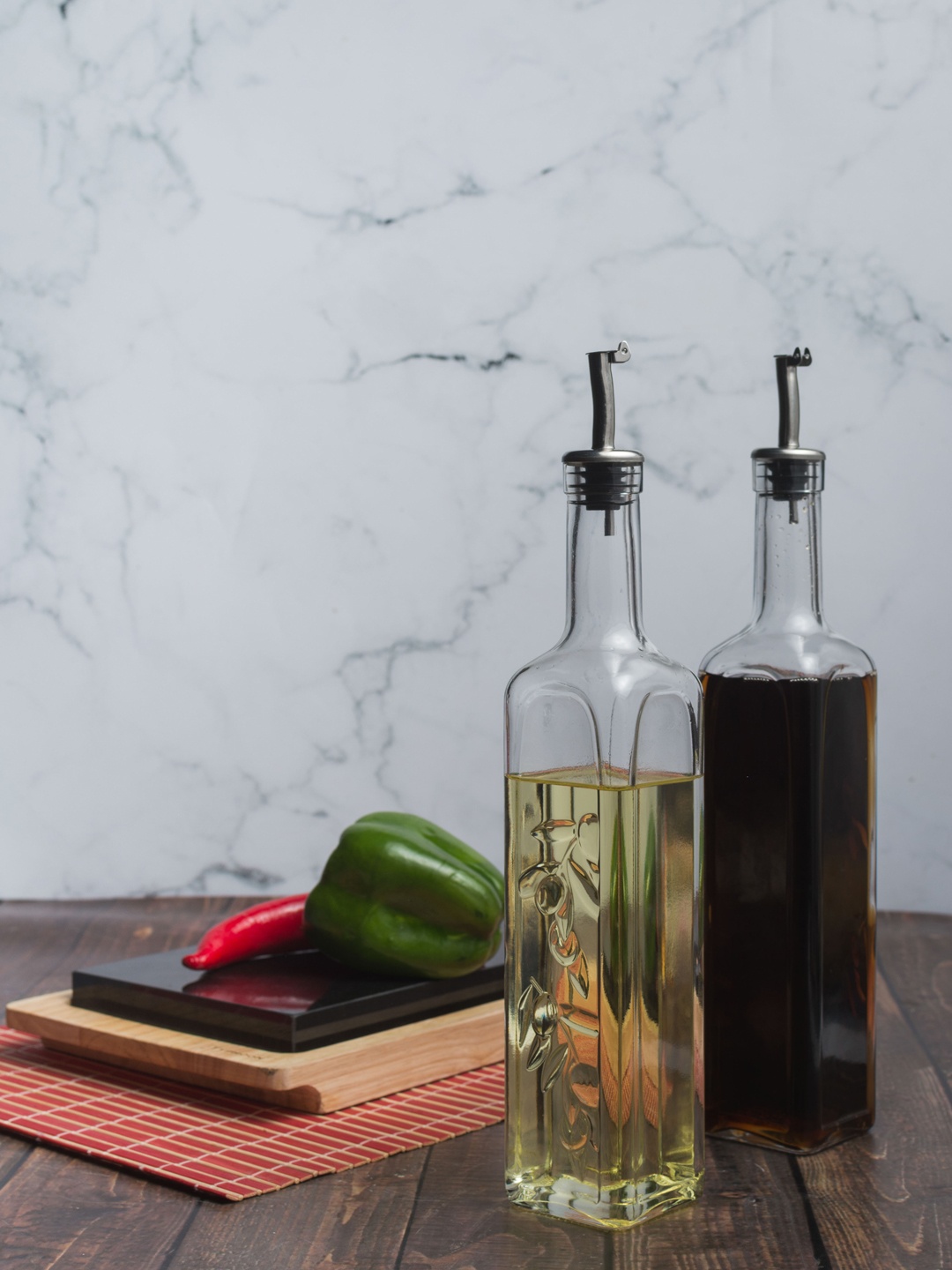 Pasabahce Set of 2 Transparent Glass Oil Dispensers 500 ml