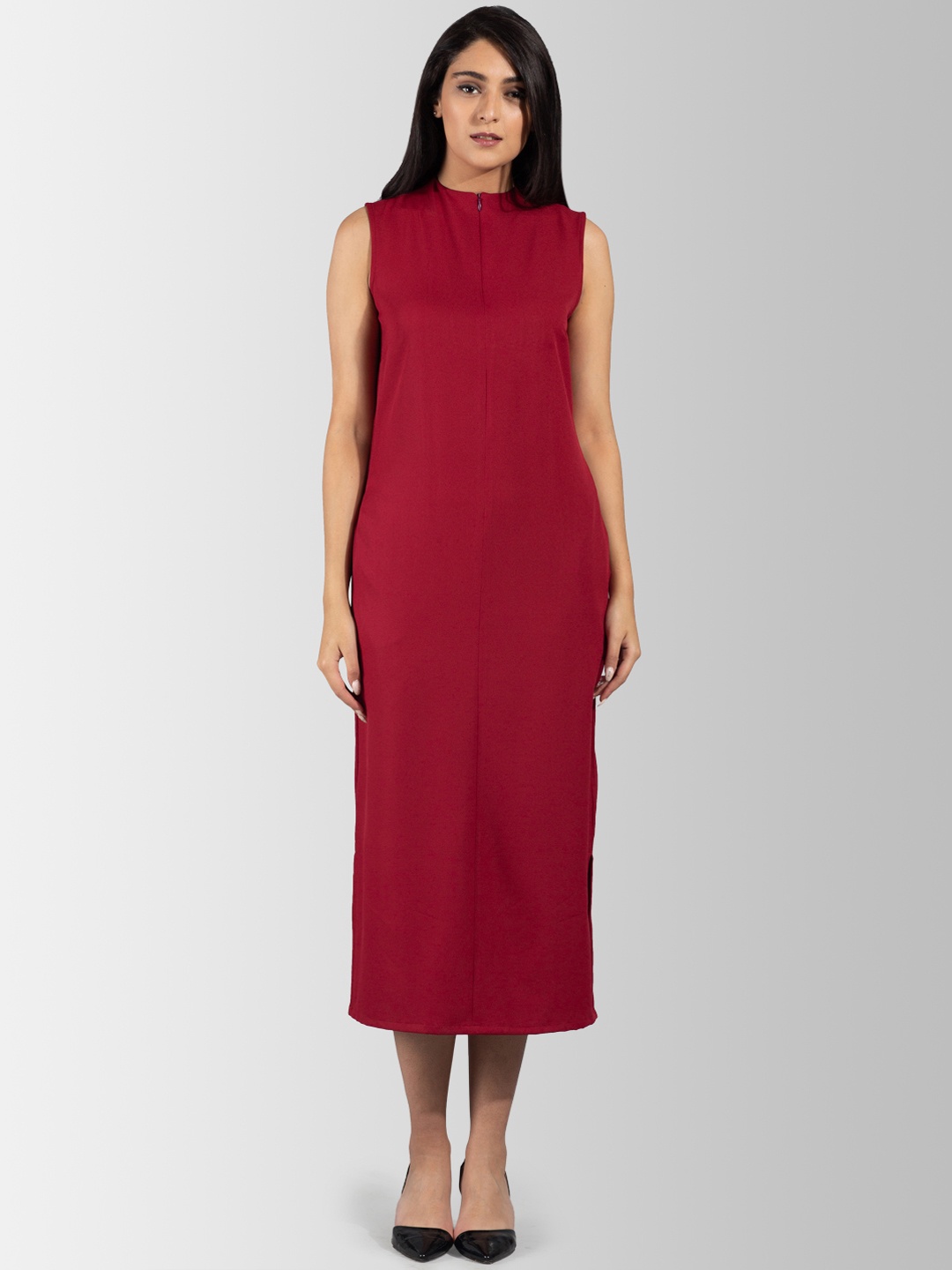 

FableStreet Women Red Solid Sheath Dress