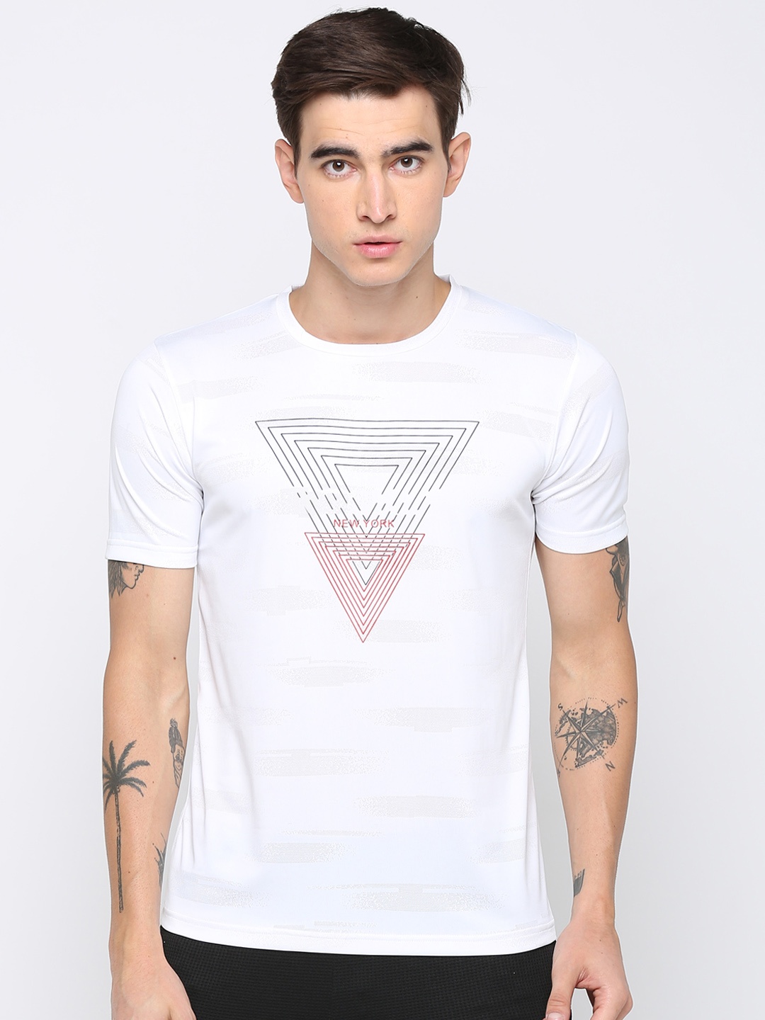 

PERFKT-U Men White Printed Round Neck T-shirt