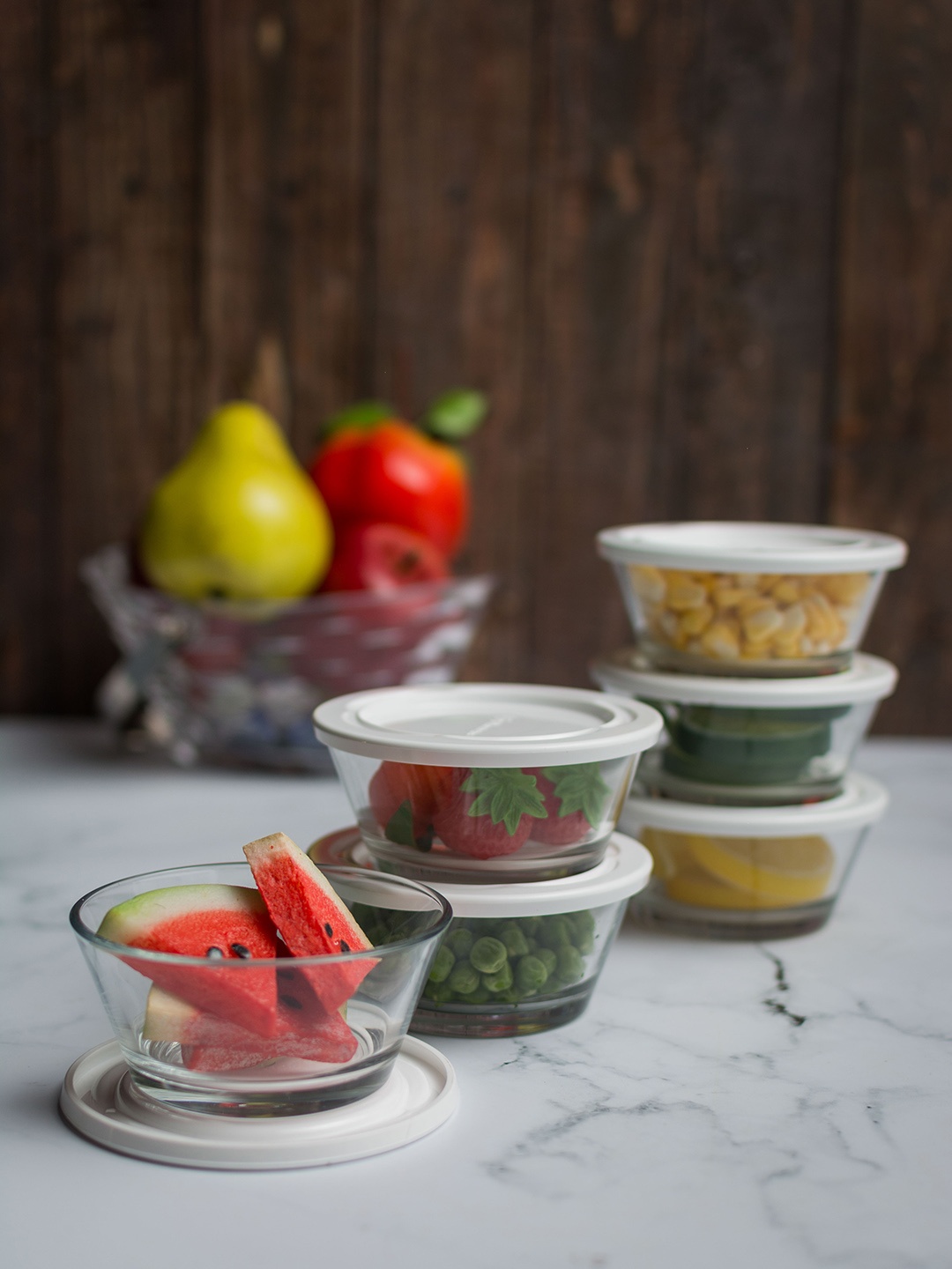 

Pasabahce Set of 6 Transparent & White Glass Lunch Boxes