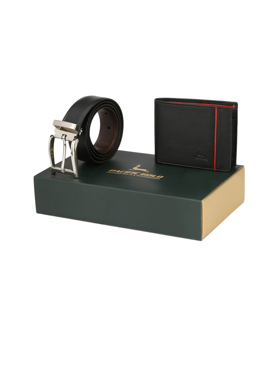 

Pacific Gold Reversible 30" Belt And Wallet Combo Gift Set For Men, Brown