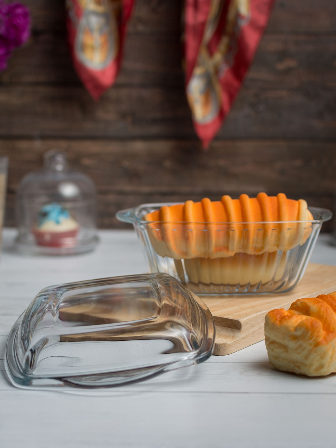 Pasabahce Transparent Square Borcam Glass Casserole with Lid 1.5Ltr