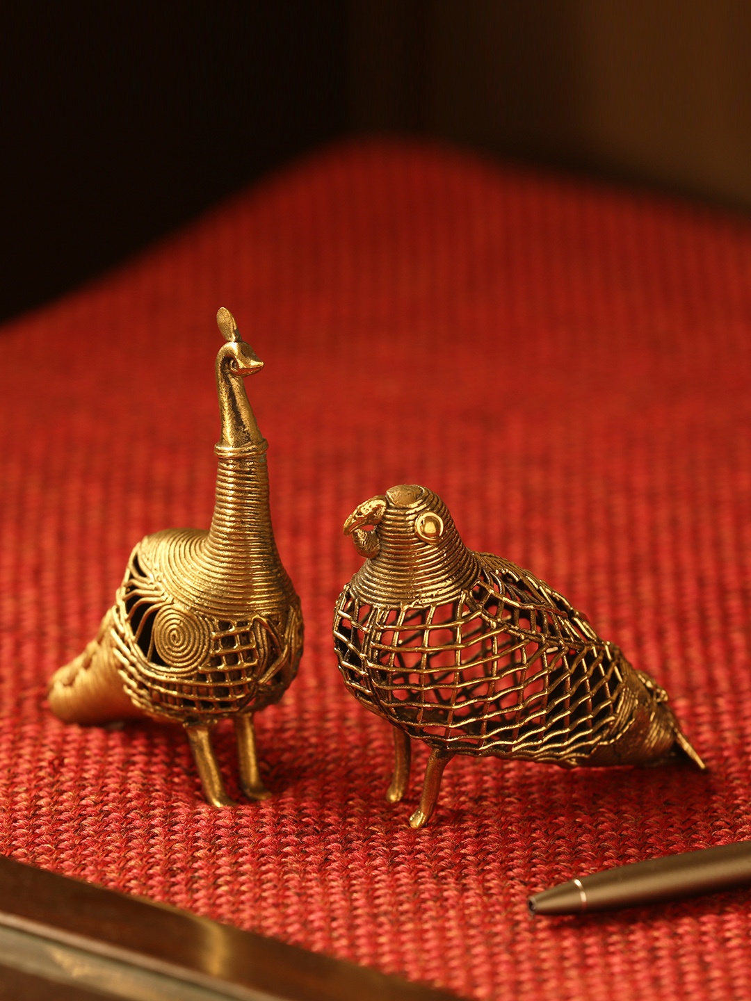 

ExclusiveLane Set of 2 Gold-Toned Birds Dhokra Art Handcrafted Showpieces